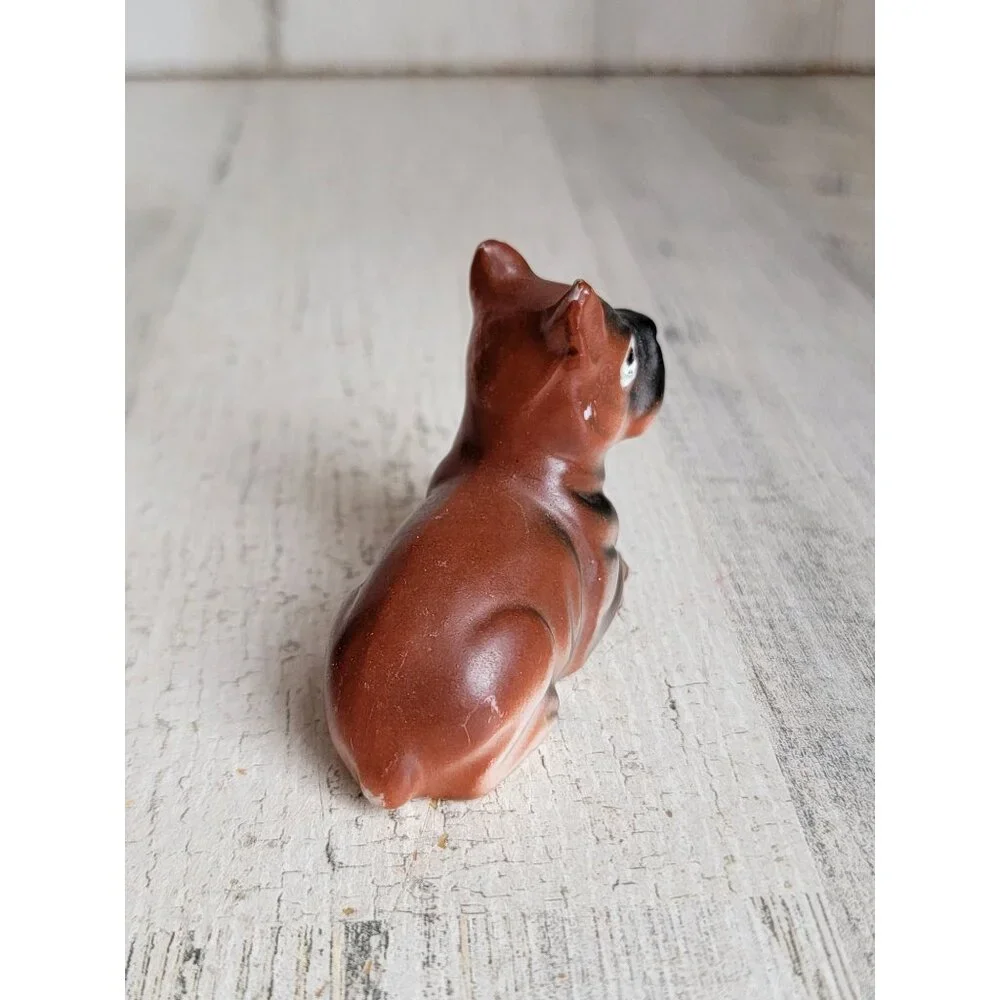 Japan Vintage puppy boxer dog mini ceramic figure‎ xmas